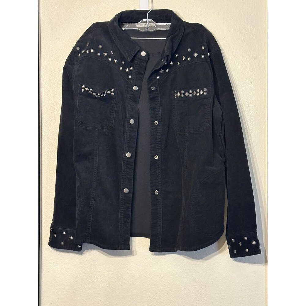 NWOT Angel + Premium Women's Black Corduroy Studded Jacket XL